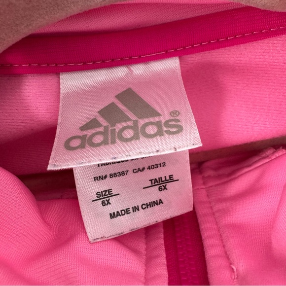 Adidas sweater zip up ruffle frilly bottom neon pink track jacket striped - Picture 5 of 6